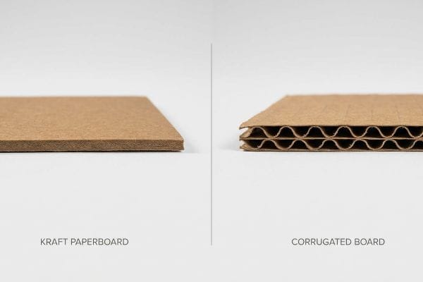 Kraft vs Corrugated Board Kraft Paperboard's dense, unfluted single layer contrasts with Corrugated Board's double-wall flutes and liners.