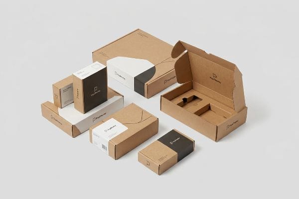 PopDisplay custom corrugated boxes, an open structural solution with inserts, and branded closed units.