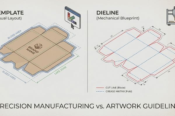 What Is the Difference Between a Dieline and a Packaging Template?
