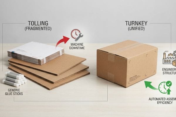 Tolling vs Turnkey Fragmented Tolling causes Machine Downtime. Turnkey Unified packaging ensures Automated Assembly Efficiency.