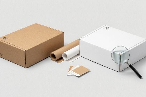white corrugated box magnified corner