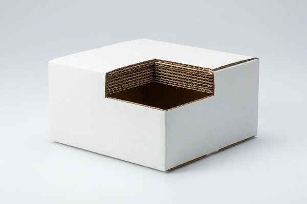 white corrugated flute exposed