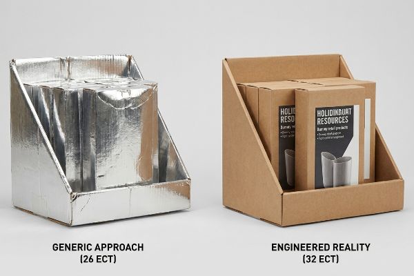 شاشات عرض من رقائق الفضة من نوع Generic Approach (26 ECT) وشاشات عرض من الورق المقوى البني المموج من نوع Engineered Reality (32 ECT).