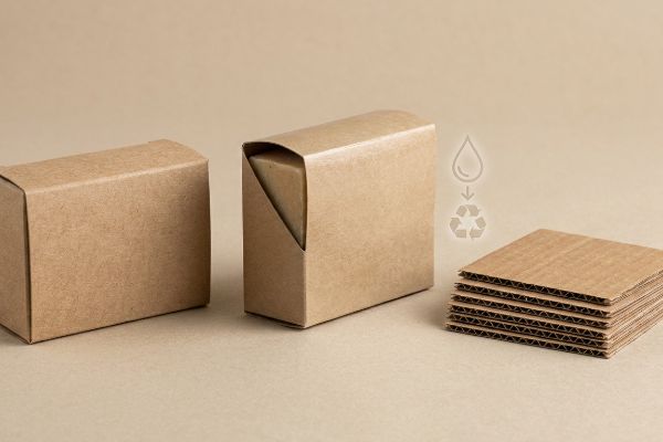 Corrugated Fluting Recycling Icon Virgin kraft paperboard soap boxes and corrugated sheets, featuring a recycling icon for repulpable eco-friendly packaging.